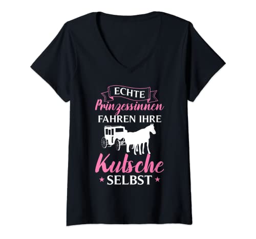 Mujer Carruaje decorativo, caballo Camiseta Cuello V