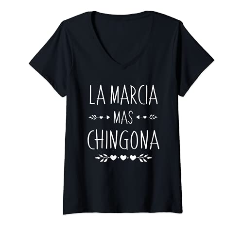 Mujer Diseño Gracioso de Nombre Hispano - Marcia Chingona Camiseta Cuello V