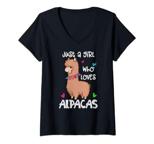 Mujer Divertido disfraz de alpaca de Lama – Just a girl who loves Alpacas Camiseta Cuello V
