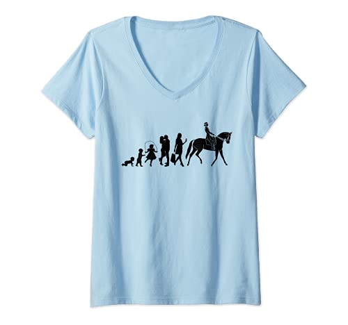 Mujer Doma Caballos Niñas mujeres Caballos de doma equitación Camiseta Cuello V