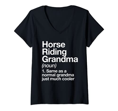 Mujer Equitación Abuela Definición Divertido Deportes Camiseta Cuello V
