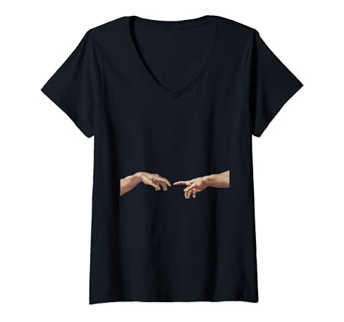 Mujer La creación de Adán Miguel Ángel, Para Mujeres y Hombres Camiseta Cuello V