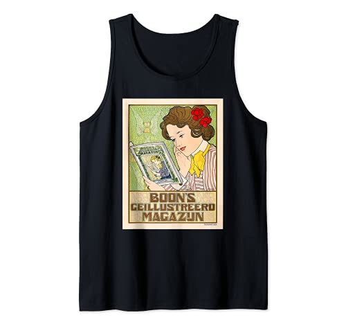 Mujer leyendo revista Johann Georg van Caspel Art Nouveau Camiseta sin Mangas