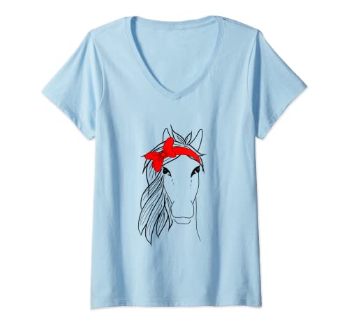Mujer Pañuelo de caballo Madre e Hija Camiseta Cuello V