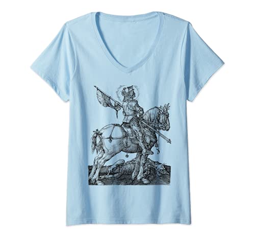 Mujer San Jorge a caballo Arte Camiseta Cuello V