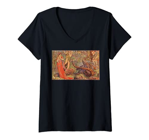 Mujer San Jorge y el Dragón Católico Santos Británicos Inglaterra Camiseta Cuello V