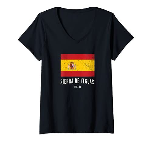 Mujer Sierra de Yeguas España | Souvenir - Ciudad - Bandera - Camiseta Cuello V