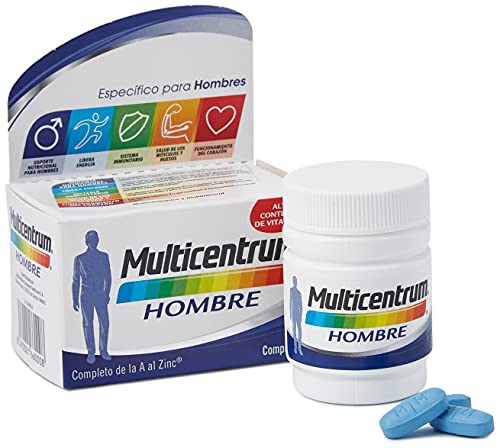 Multicentrum Hombre Complemento Alimenticio Multivitaminas con 13 Vitaminas y 11 Minerales, Sin Gluten, 30 Comprimidos