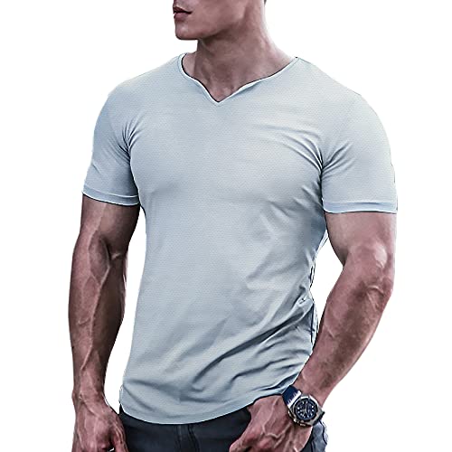 Muscle Alive Hombre Camisetas atléticas de Culturismo para de Secado rápido para músculos Gimnasio Entrenamiento Tops Gris S