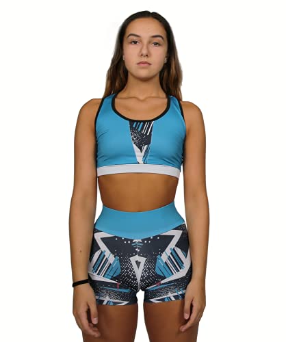MVC Mallas/Shorts Push Up, Leggins Pantalon Corto Yoga, Leggings/Shorts Fitness Suaves Elásticos Cintura Alta para Reducir Vientre, Fabricado en España (M/L, Blue)