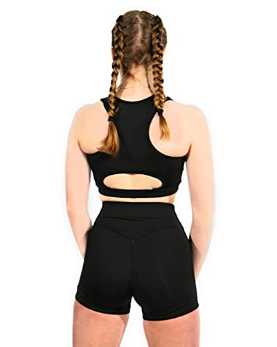 MVC Mallas/Shorts Push Up, Leggins Pantalon Corto Yoga, Leggings/Shorts Fitness Suaves Elásticos Cintura Alta para Reducir Vientre, Fabricado en España (S/M, Negro)
