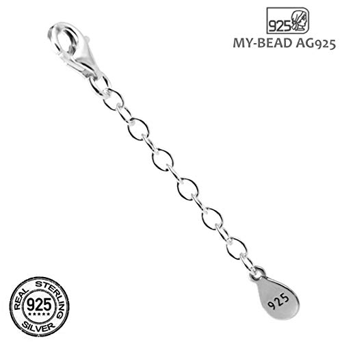My-Bead 3 piezas cadenas de extensión 5cm con mosquetón de 9mm plata de ley 925 para pulseras y collares DIY