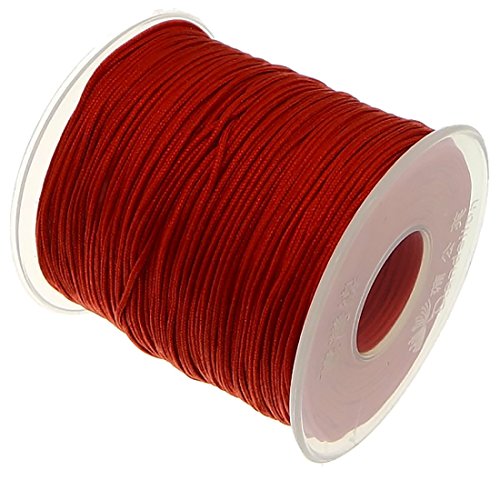 My-Bead Cinta de Nailon Cordón trenzado rojo diámetro Ø 1 mm rollo con 90 m Cuerda de Nailon DIY