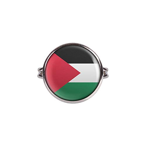 Mylery Anillo con Motivo Palestine Ramala Bandera Jerusalén Este Plata 16mm