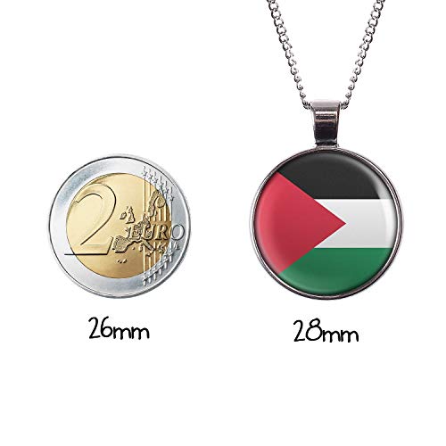 Mylery Collar con Motivo Palestine Ramala Bandera Jerusalén Este Plata 28mm