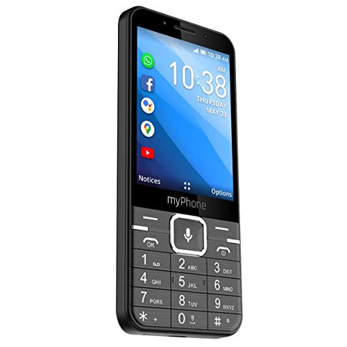 myPhone Up Smart 3.2" teléfono móvil con Whatsapp, Facebook, Google Apps, Batería de 1200 mAh, Dual Sim, GPS, 4GB ROM, Cámara 5MP, KaiOS, 3G - Negro