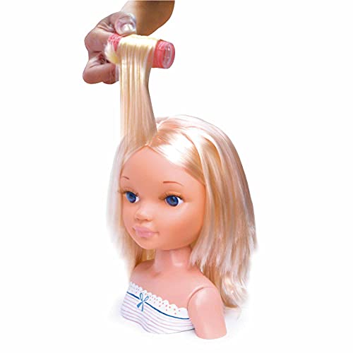 Nancy - Un día de Secretos de Belleza Rubia, busto de muñeca con el pelo largo para peinar y maquillar, con accesorios de belleza como peines, brochas, pestañas postizas o pegatinas FAMOSA (700014860)