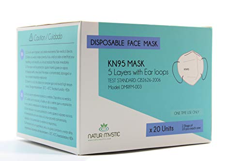 Natur Mystic Mascarillas FFP2 KN95 homologadas, mascaras respiratorias de 5 capas de protección, no reutilizable. Con estrictos controles de calidad (Paquete de 20 máscaras)