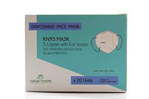 Natur Mystic Mascarillas FFP2 KN95 homologadas, mascaras respiratorias de 5 capas de protección, no reutilizable. Con estrictos controles de calidad (Paquete de 20 máscaras)