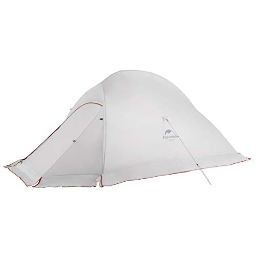 Naturehike Cloud Up - Tienda de campaña ultraligera para 3 personas para acampar al aire libre, senderismo, resistente al viento, tienda de campaña (nailon 20D, color gris, con faldón de nieve)