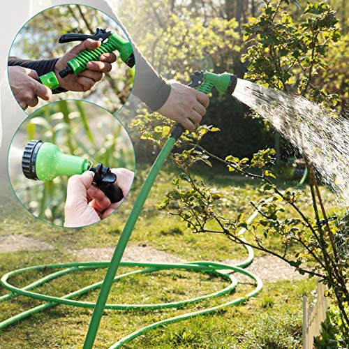 Navaris Manguera de jardín Extensible - Resistente Manguera de 15M con 7 Funciones de riego - para regar o Lavar el Coche con Agua a presión