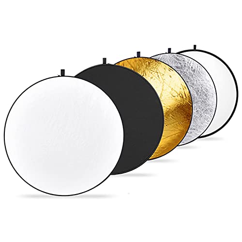 Neewer 110cm Reflector de Luz Multi-disco Plegable 5 en 1 con Bolsa Translúcido, Plateado, Dorado, Blanco y Negro para Fotografía de Estudio Iluminación e Iluminación Exterior