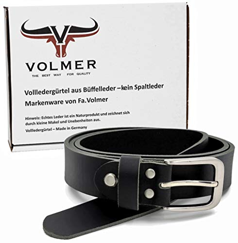 Negro Cinturón de piel de búfalo 30mm de ancho y aprox. 3-4mm de grueso, puede acortarse cinturón de piel, traje #GSw300801 (waist size (Bundweite) 135cm)