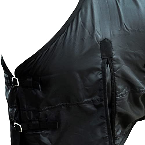 Negro Manta de Lana Doble Capa con Cinchas 105 cm (Negra) Deportes Actividades al Aire Libre Equitación Cuidado de Caballos Mantas y Capas para Caballos