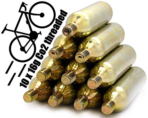 NEMT Cartuchos roscados 16g CO2 de 10 Piezas para neumáticos de MTB y Bicicletas de Carrera y Otros (Unisex)