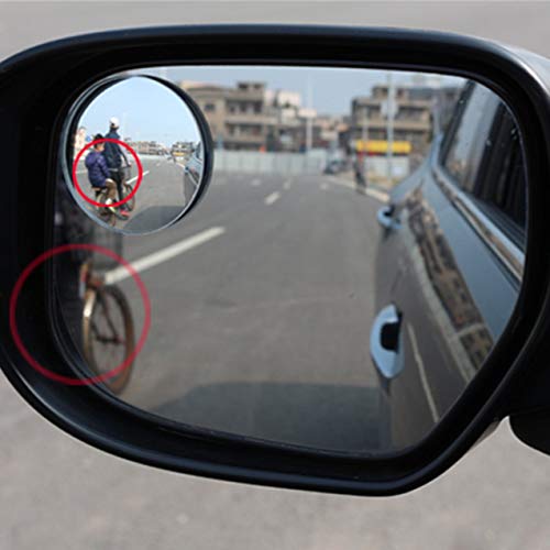NewIncorrupt Espejo retrovisor de automóvil Espejo de zona ciega de visión auxiliar Espejo redondo pequeño sin montura Espejo gran angular de marcha atrás