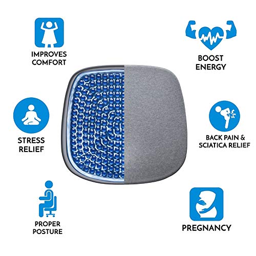NewMum Cojín de Asiento de Gel, Espuma de Memoria ecológica, sensación de Hielo a Temperatura Constante, aliviar el estrés, prevenir la ciática, Adecuado para Oficina, automóvil, Asiento de hogar