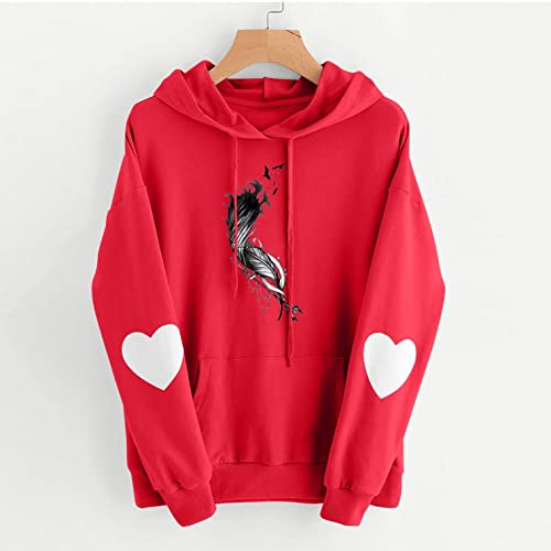 NHNKB Sudadera con capucha para mujer con diseño de rana, rojo, S