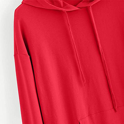 NHNKB Sudadera con capucha para mujer con diseño de rana, rojo, S