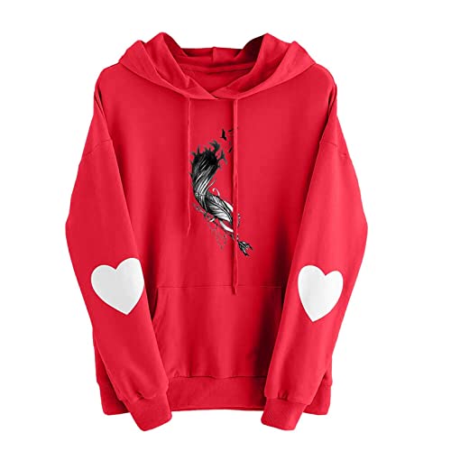 NHNKB Sudadera con capucha para mujer con diseño de rana, rojo, S
