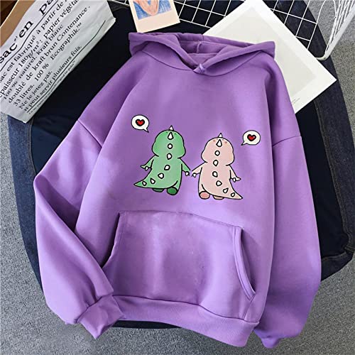 NHNKB Sudadera con capucha para mujer, diseño de dinosaurios, sudadera con capucha para mujer, juvenil, de invierno NO101108, morado, XL