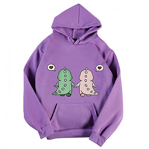 NHNKB Sudadera con capucha para mujer, diseño de dinosaurios, sudadera con capucha para mujer, juvenil, de invierno NO101108, morado, XL