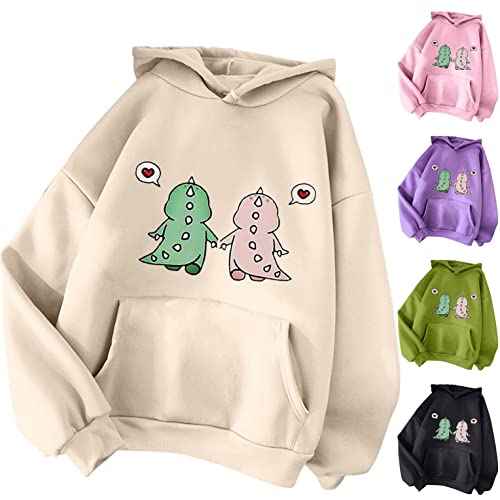 NHNKB Sudadera con capucha para mujer, diseño de dinosaurios, sudadera con capucha para mujer, juvenil, de invierno NO101108, morado, XL