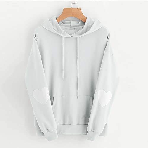 NHNKB Sudadera con capucha para mujer y adolescente, con capucha, de manga larga, Blanco, XXXL