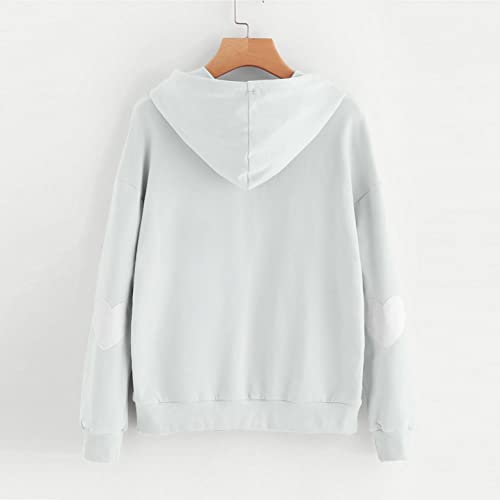 NHNKB Sudadera con capucha para mujer y adolescente, con capucha, de manga larga, Blanco, XXXL
