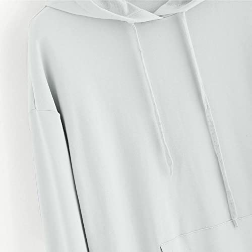 NHNKB Sudadera con capucha para mujer y adolescente, con capucha, de manga larga, Blanco, XXXL