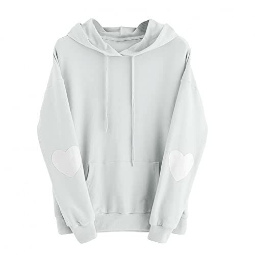 NHNKB Sudadera con capucha para mujer y adolescente, con capucha, de manga larga, Blanco, XXXL
