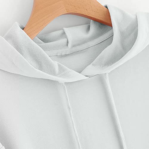NHNKB Sudadera con capucha para mujer y adolescente, con capucha, de manga larga, Blanco, XXXL