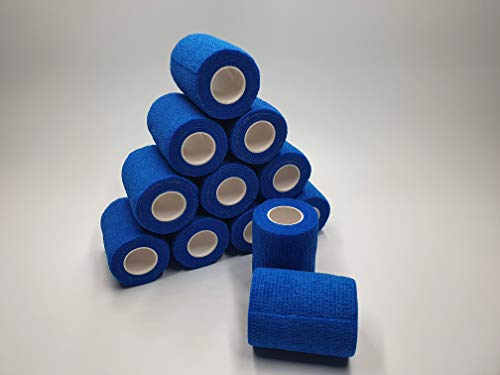 nilo Antiadherente vendas – 12 rollos de 10 cm x 4,5 m, etiqueta vendaje, elástico vendaje (Azul)