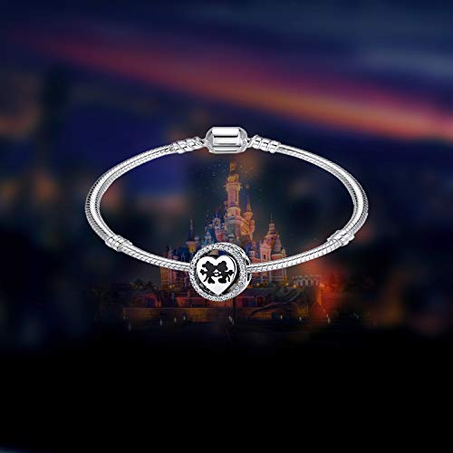 NINGAN Disney, Mickey & Minnie Love, Abalorio de plata de ley 925 con encanto transparente, compatible con pulseras y otras pulseras de abalorios europeas (Mickey)