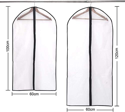 Niviy 6 Pcs Fundas Transparentes para Ropa de 120 x 60 cm + 100 x 60 cm Tejido Transpirable de Alta Calidad para Almacenamiento de Trajes Vestidos Abrigos Americanas Camisas