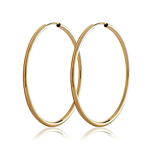 NKlaus Par de pendientes de aro de 40 mm, oro amarillo 333 de 8 quilates, 2 mm de grosor 3073