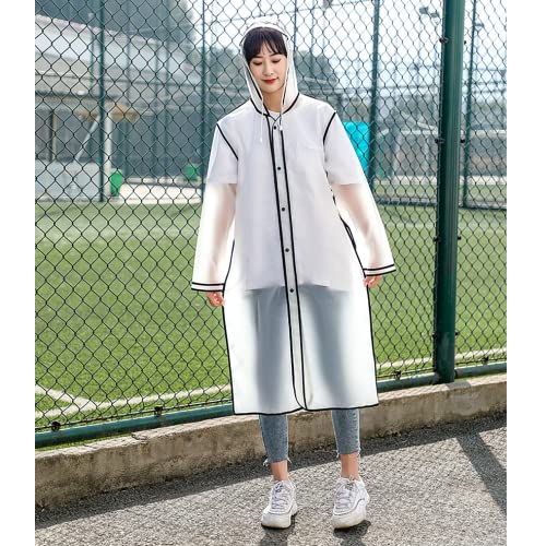 NLR Elegante y de moda del impermeable (Blanco M), ligero con capucha larga ropa impermeable, estilo personal Época de lluvia Ropa, versátil para hombres y mujeres
