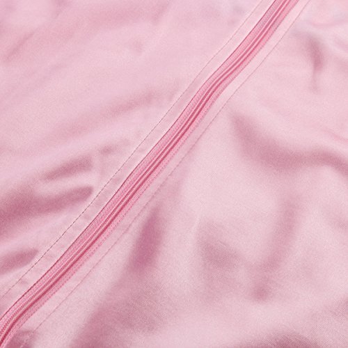 Nofonda Chaqueta de Pink satén Disfraz de Lady con pañuelo de Lunares Cazadora para Mujer Disfraces de 1950s Ladies para Carnavales Halloween Color Rosa