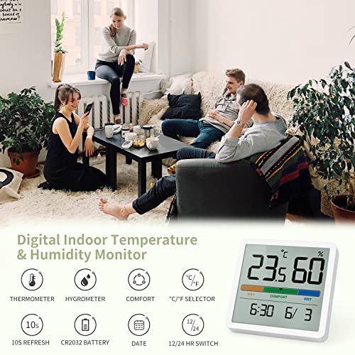 NOKLEAD Termómetro interior del higrómetro, termómetro digital de escritorio con monitor de temperatura y humedad, termómetro de habitación de calibre humedad preciso