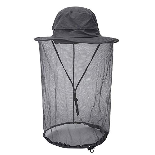 None Branded Sombrero unisex de Fishman, mosquitera, protección UV, gorras antiagua, sombrero de ala ancha para hombres y mujeres (gris oscuro)